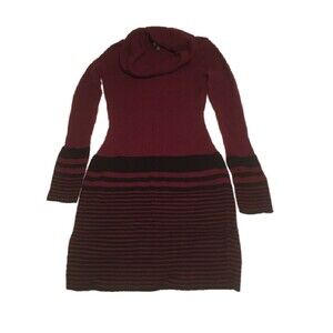 🎯3 for $30🎯By & By dress M maroon black striped turtleneck sweater dress Retro